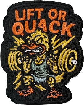 Lift Or Quack Funny Gym Workout Patch, Hook and Loop Military Embroidered Tactical Funny Patch Morale Patches for Bag, Hat, DIY Applique Accessories, Molle Vest, Backpack, Clothing, Jackets