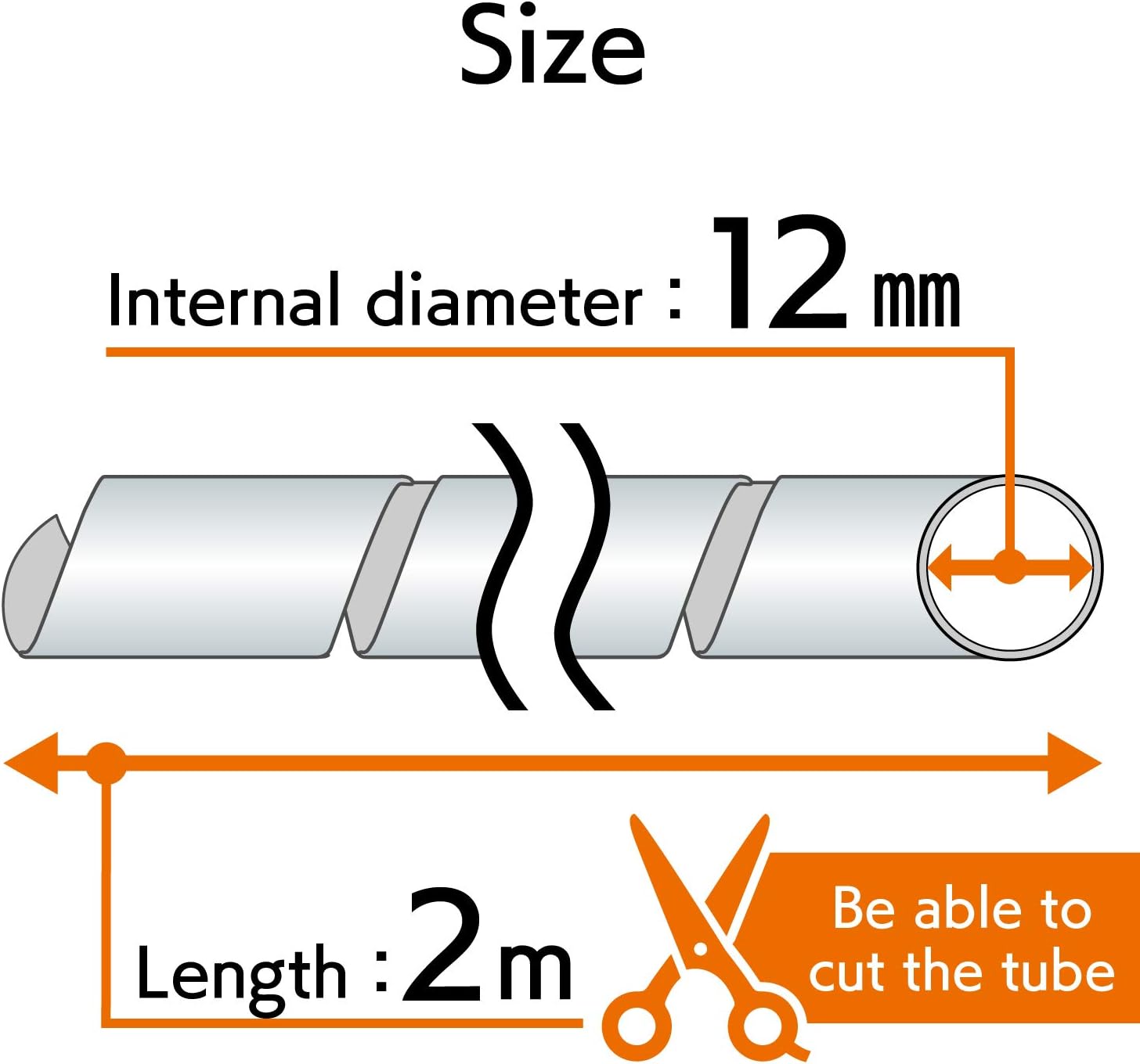 Elecom BST-12CR Tubing to Organize Unobtrusive Cable Inner Diameter 0.5 inches (12 mm) Length 6.6 ft (2.0 m) Clear
