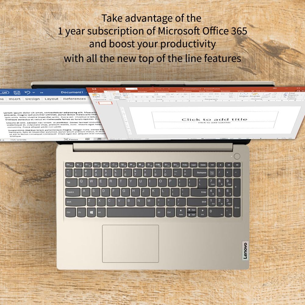 Lenovo 15.6" HD IdeaPad Anti-glare Coating + 1 Year Microsoft 365, 12GB RAM, 384GB SSD, Windows 11 Home, Up to 9.5 Hours Battery Life, Intel Processor, WiFi 6, HDMI, USB-C, SD Card Reader, w/WOWPC USB - 5