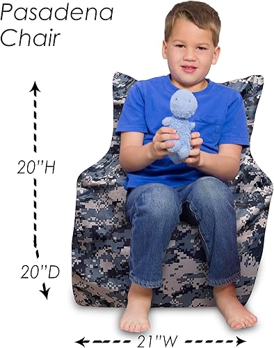 Miniatura 3 de Posh Creations Puf estructurado cómodo para jugar, leer y ver la televisión, silla Pasadena, nailon, camuflaje digital