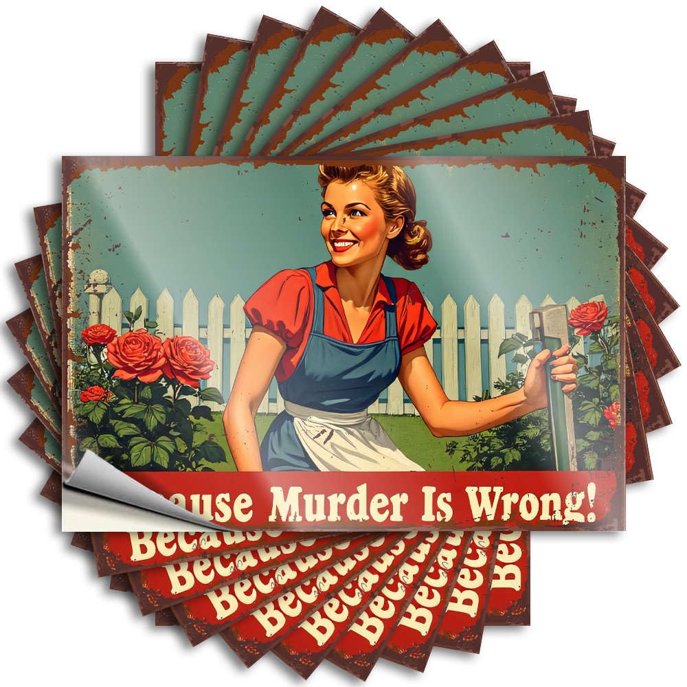 Stickers Home Bar Decor Easy Apply | Because Murder is Wrong! Crazy Laptop Peel and Stick(8X12CM)