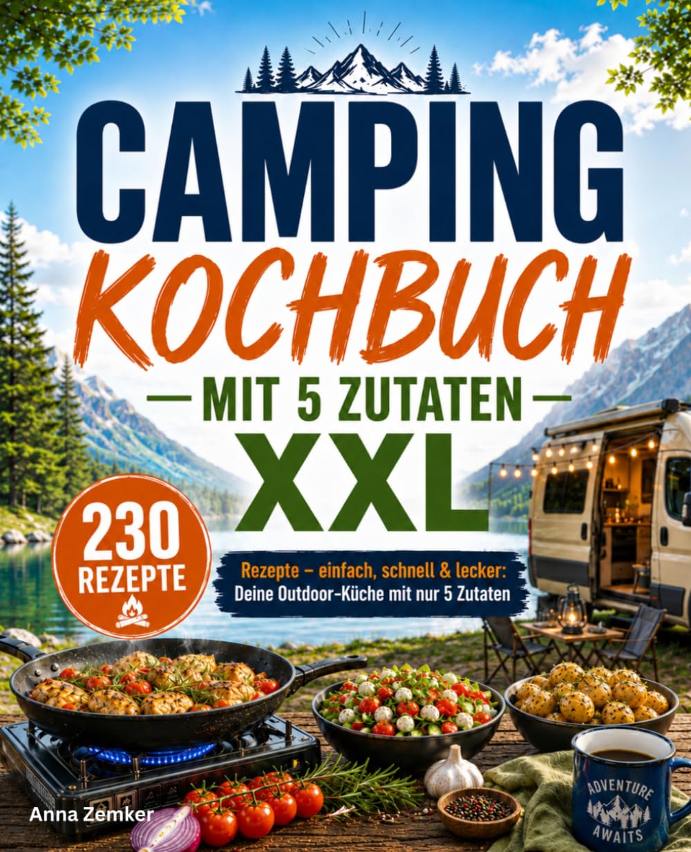 Camping Kochbuch mit 5 Zutaten XXL: 230 Rezepte – einfach, schnell & lecker: Deine Outdoor-Küche mit nur 5 Zutaten