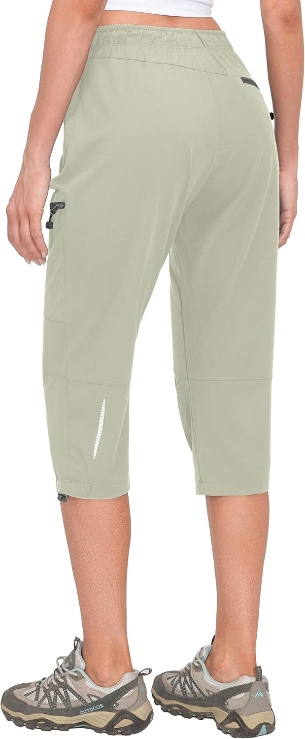 Mapamyumco Women's Quick Dry 3/4 Pants Capri Shorts Lightweight Hiking Travel Casual