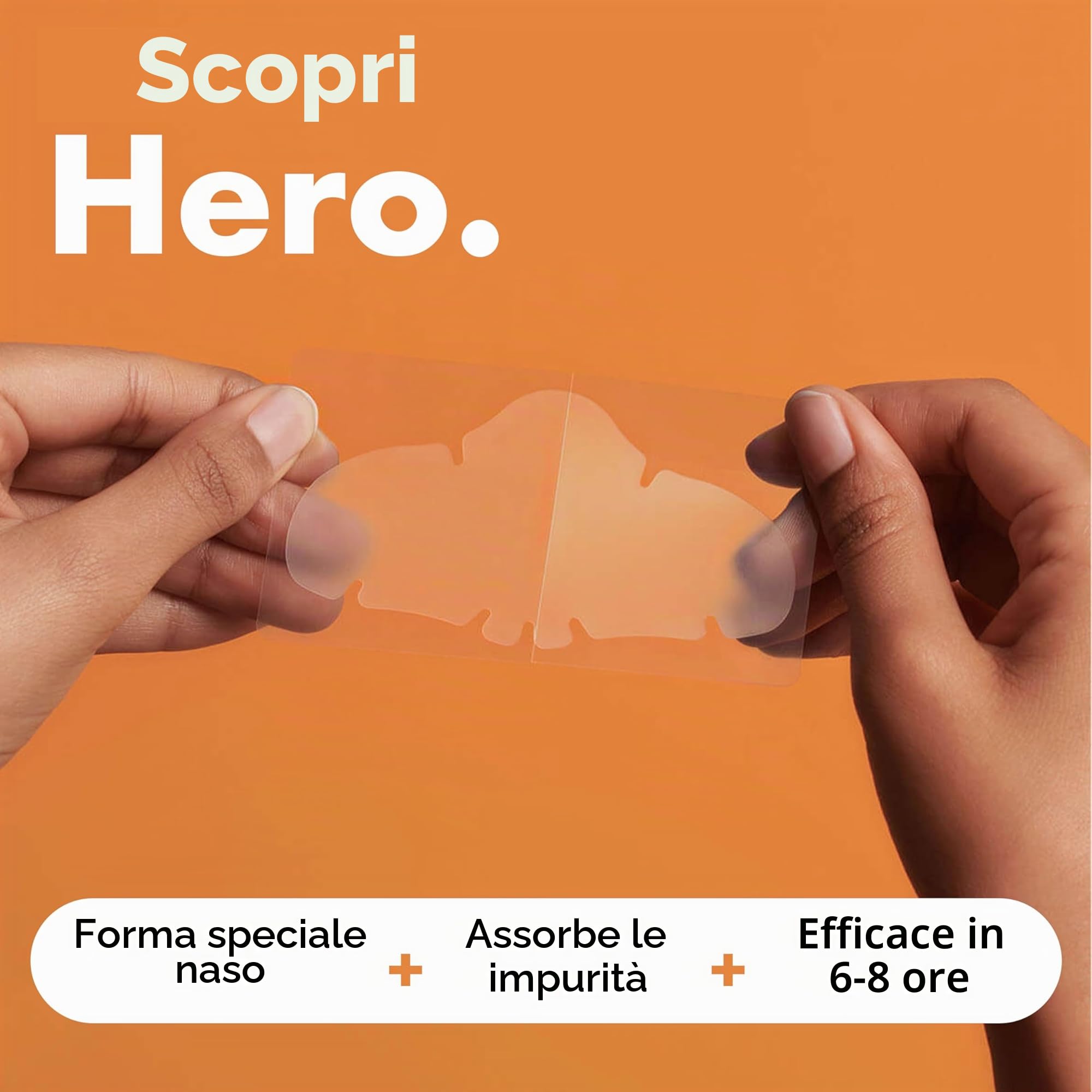 Hero Mighty Patch Nose: Cerotto anti-acne all'idrocolloide che assorbe le impurità dai pori e dai brufoli sul naso in 6 ore, confezione da 10 cerotti.