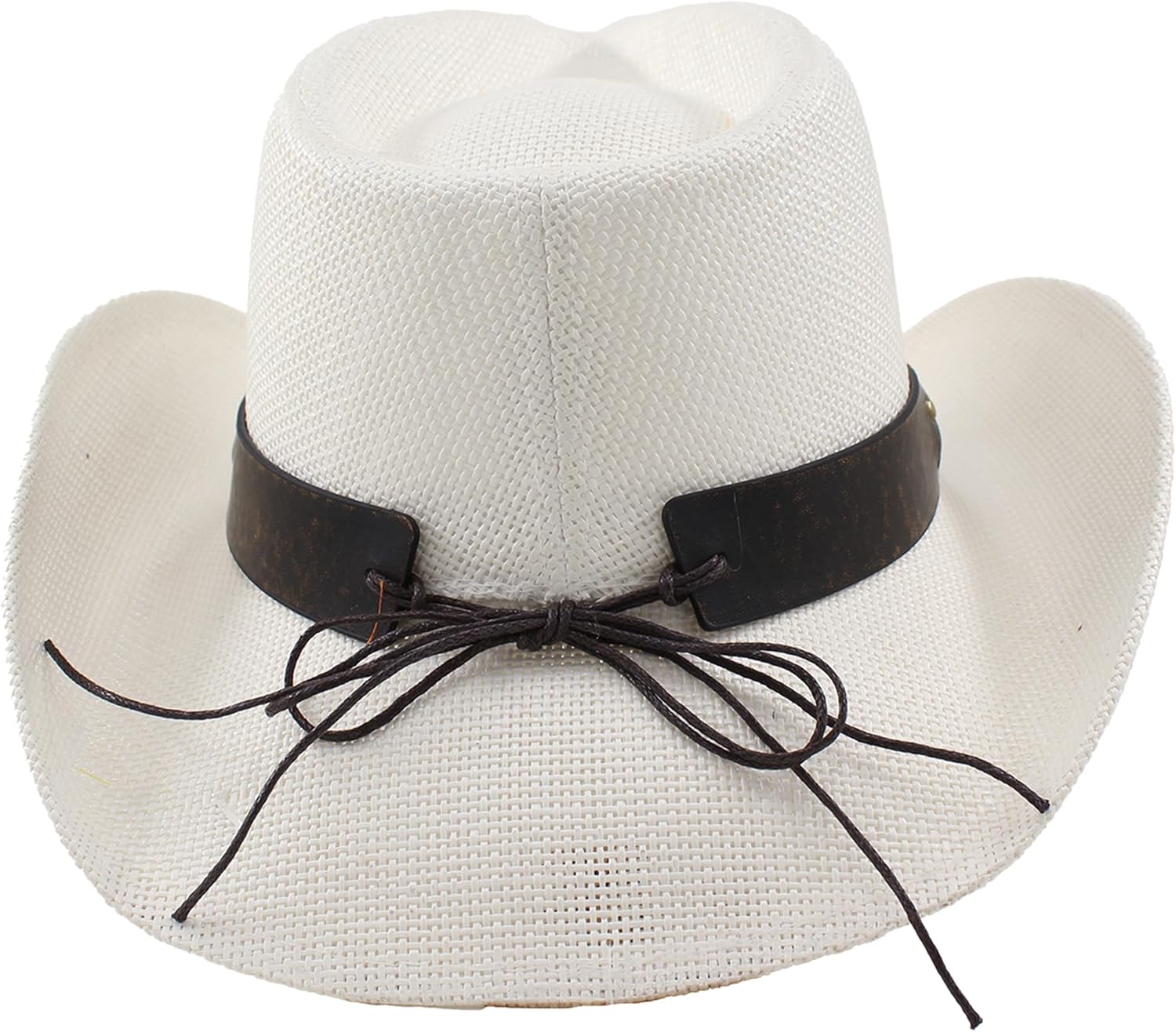 Western Cowboy Hat with Bull Buckle, Adjustable Unisex Straw Hat for Rodeos, Ranch, Summer and Festivals