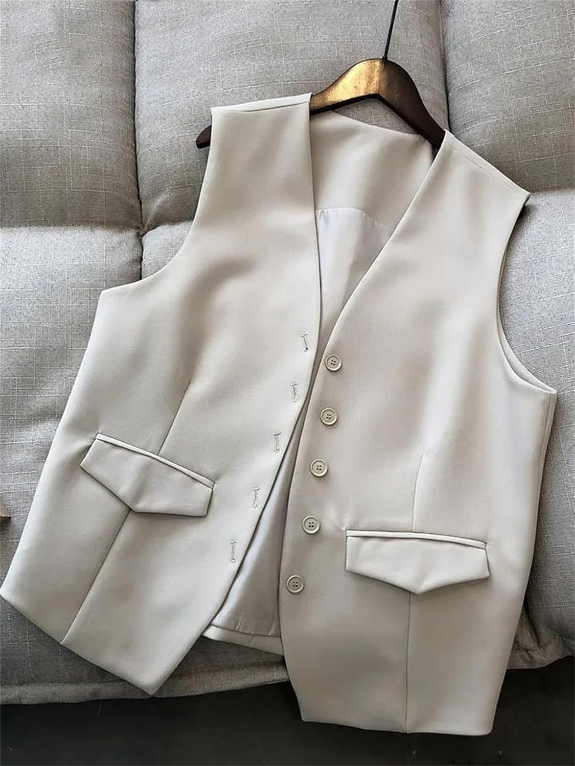 Women’S Vests Elegant Slim Basic Sleeveless Coats Fall V Neck Suits For Suits Casual Waistcoat