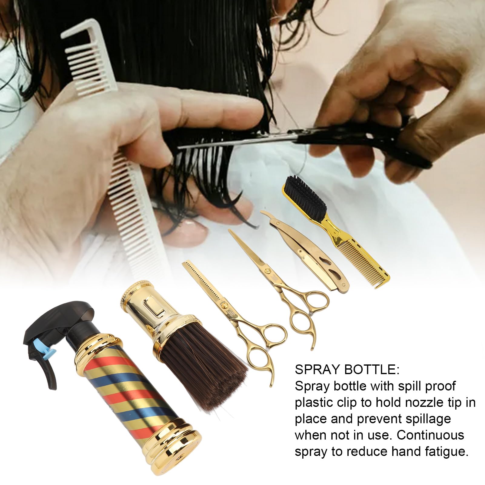 Styling Set - Profi Styling Set mit Haarschneidescheren, Sprühflasche, Staubwedel, Bürste für Haarschnitt zu Hause und im Salon