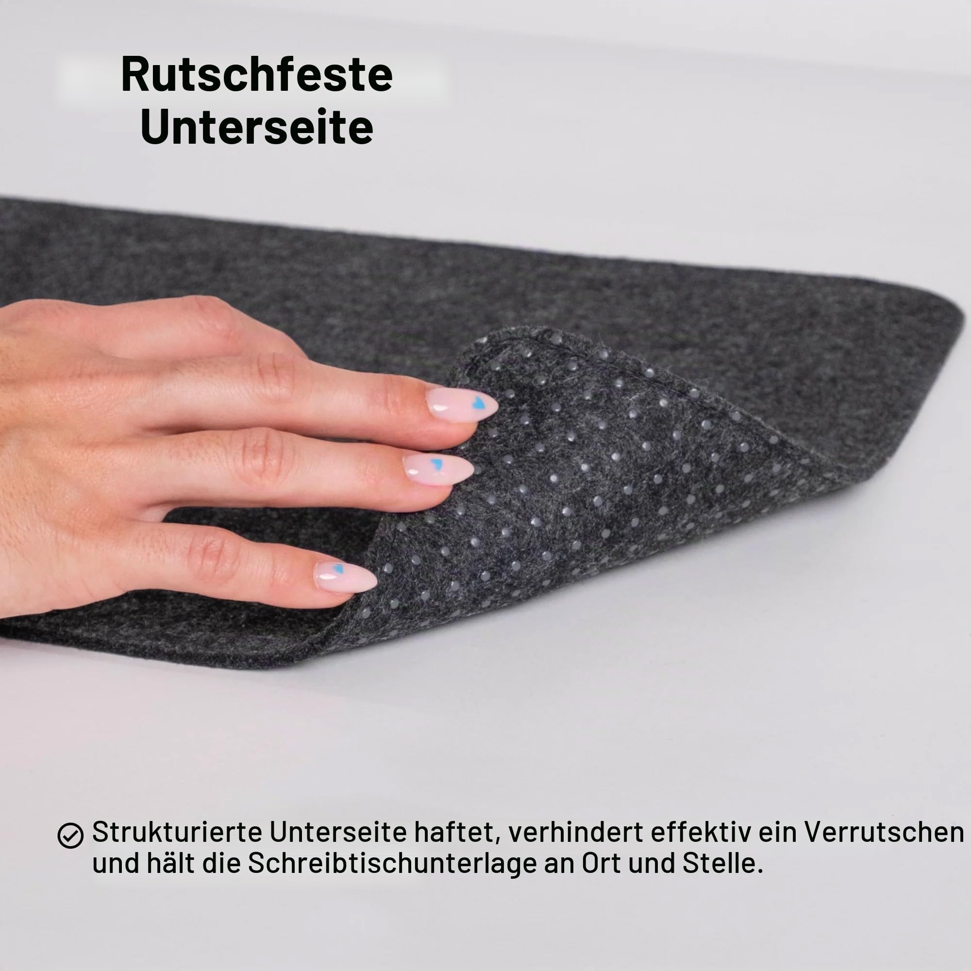 DELTAHUB - Filz Schreibtisch Schutzunterlage, Anti-Fransen & Anti-Rutsch, Schreibtischunterlage aus Filz, Langlebig, Schlankes Design, ideal für PC, Mac, Laptop (Grau - (45x80cm), L)