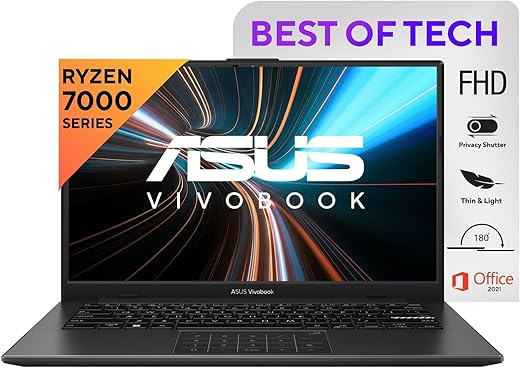 ASUS Vivobook Go 14, Thin and Light Laptop, AMD Ryzen 3 7320U, 14″ (35.56 cm) FHD, (8 GB RAM/512GB SSD/Windows 11/Office 2021/42WHr /Black/1.38…
