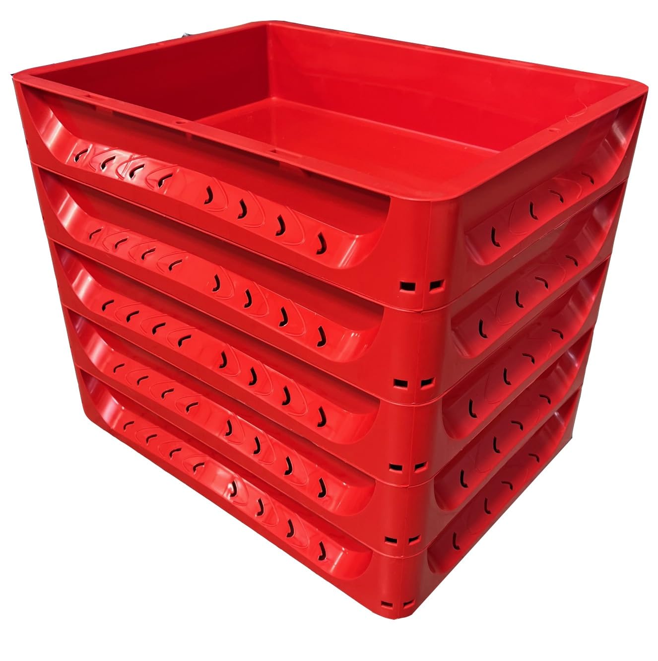 Solent Plastics Red Pizza Bread Dough Proofing Tray - Set Of 5-40 X 30 X 7.5Cm (Red)