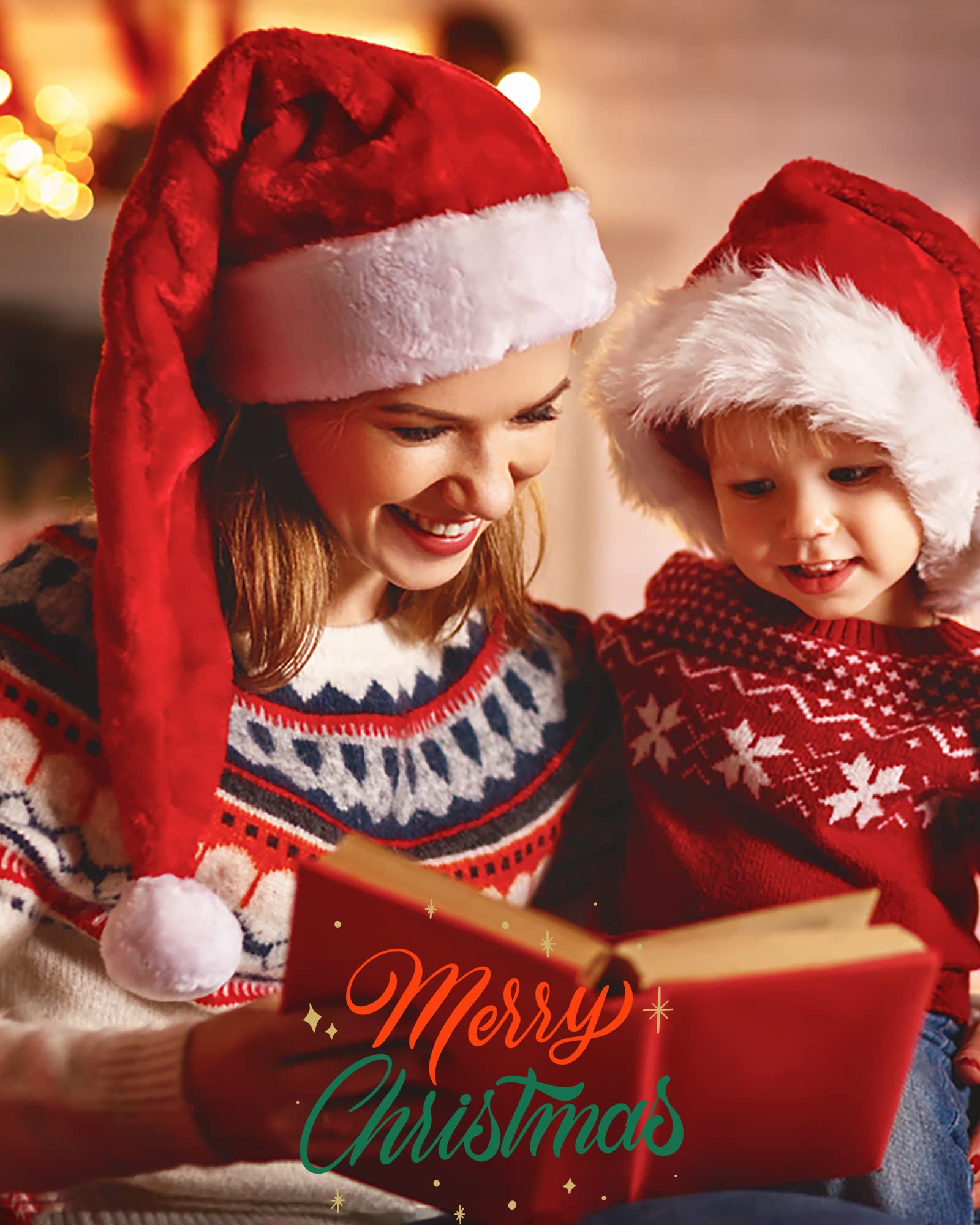 Dolkoic Lange Plüsch-Weihnachtsmannmütze, Weihnachtsmütze für Erwachsene, Unisex, Weihnachten, Halloween, Kostümpartys