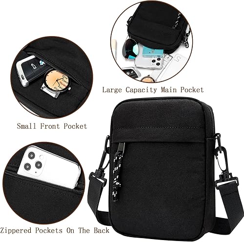 Miniatura 4 de Bolsos cruzados pequeños, bolsa de hombro de nailon para mujeres, hombres, bolsas de mensajero de viaje para teléfono, monedero pequeño