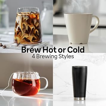 Braun MultiServe Plus 10-Cup Drip Coffee Maker, Auto Start, Cold Brew | Brew Customization, 7 Brewing Sizes, Pod Free Design, Warming Plate, Dedicated Hot Water Dispenser, FastBrew