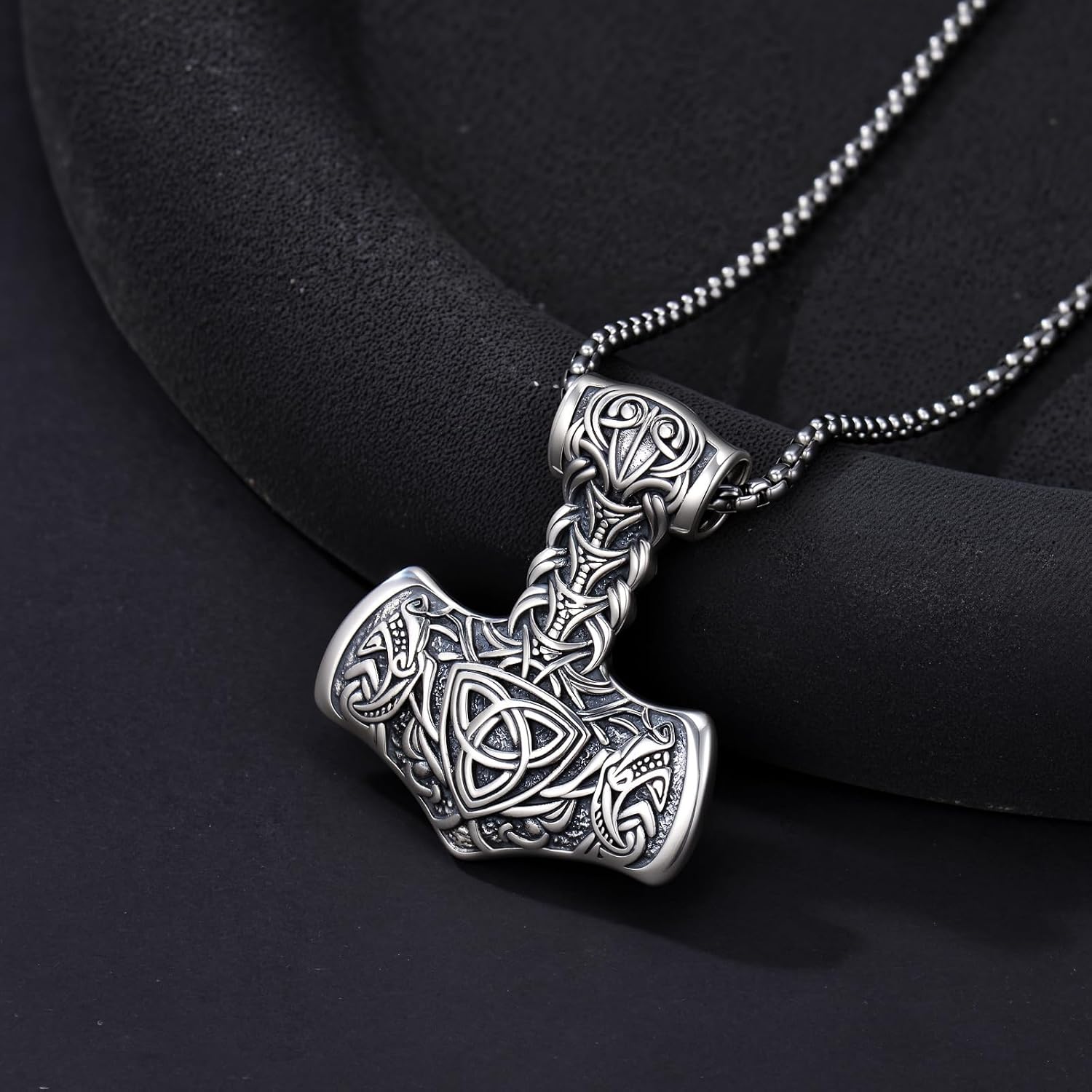 925 Sterling Silver Pendant Thor's Hammer Necklace, Vintage Nordic Viking Thor's Hammer Pendant, Men's Amulet Jewelry Gift