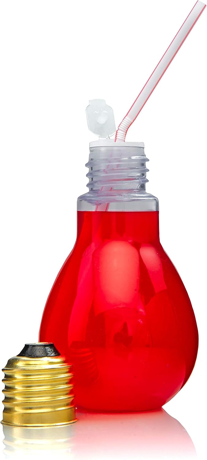 Fillable Light Bulb Containers, 36 Pack – Clear Plastic Candy Jars, Party Favors, Decorative Centerpieces, Arts and Crafts Supplies - Twist Off Cap, Freestanding Bottom, 4” Tall