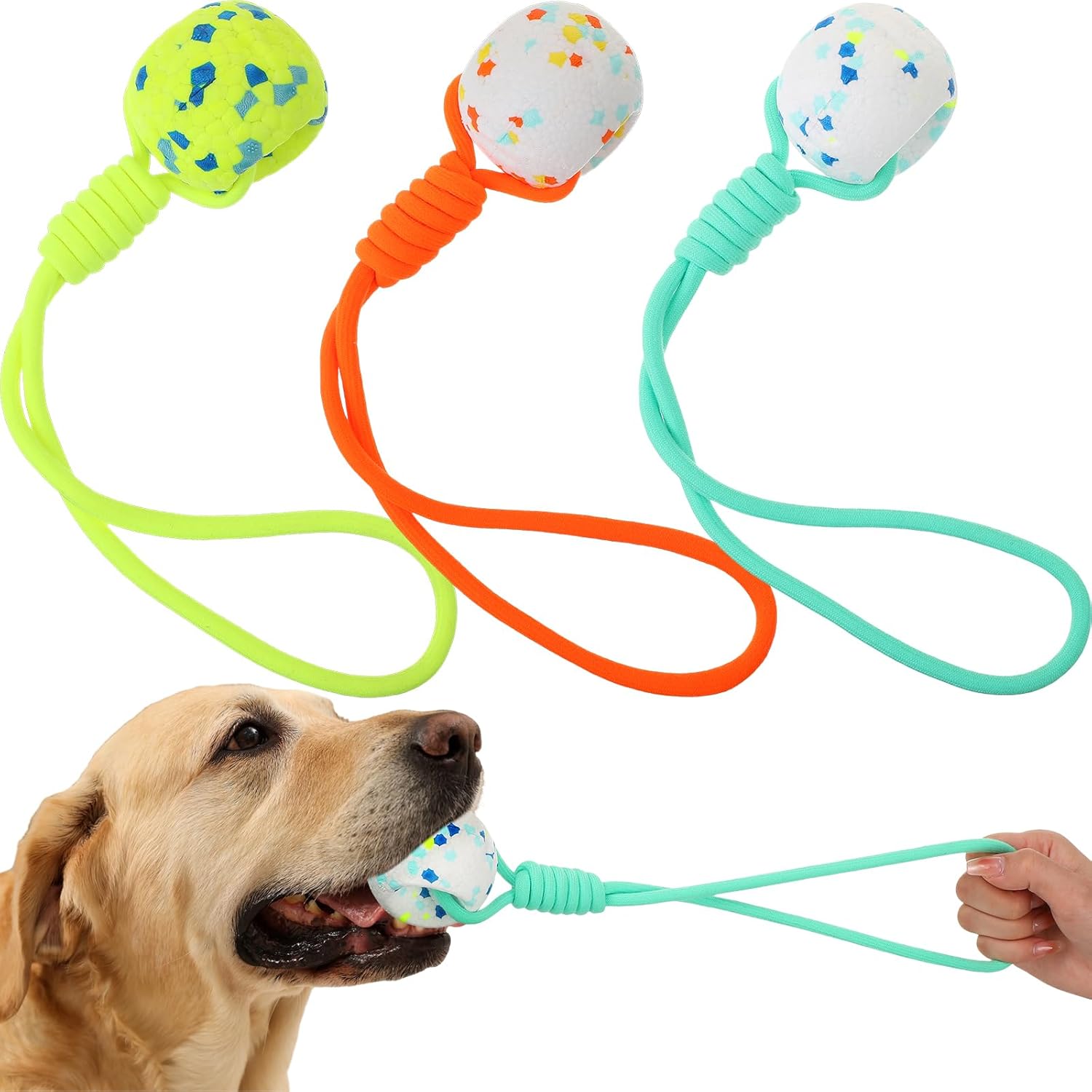 Pet Supplies Silipull 3 Pcs Rope Ball Dog Toy Dog Training Ball on a