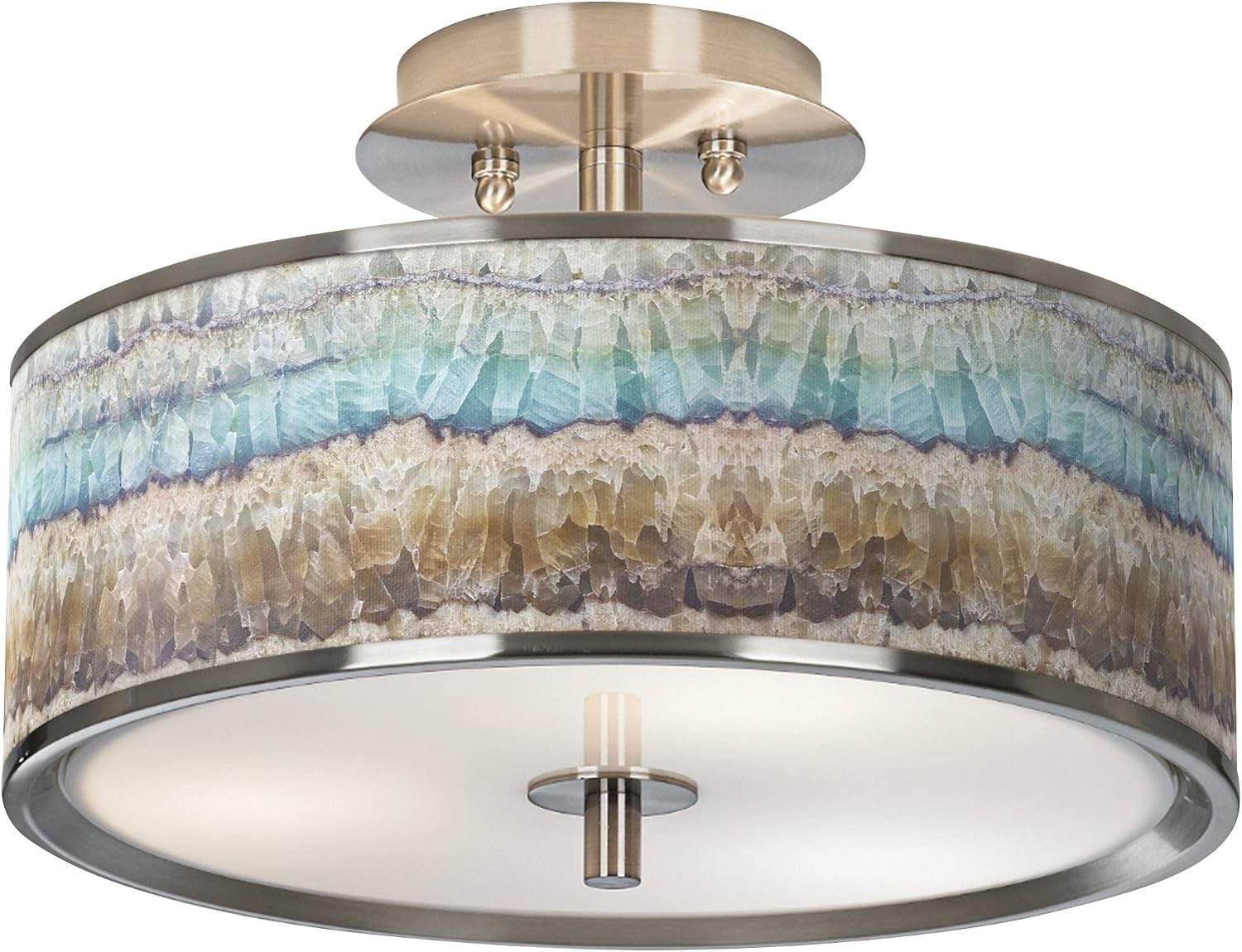 Giclee Glow Marble Jewel 14" Wide Contemporary Ceiling Light with Print Shade