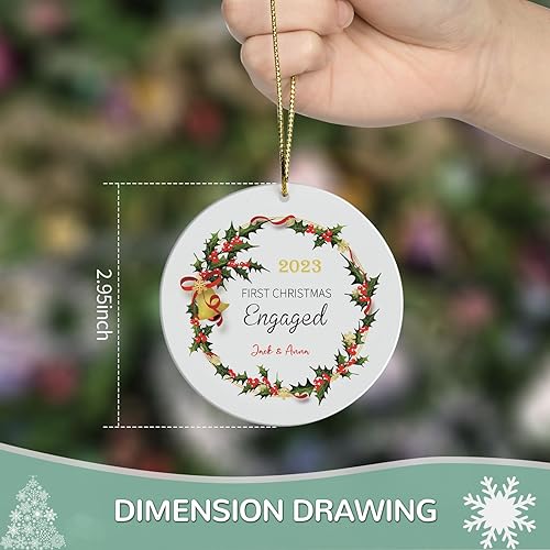 Miniatura 5 de Adorno personalizado para pareja comprometida 2023, primera Navidad para casados juntos comprometidos, adornos de Navidad personalizados, idea,