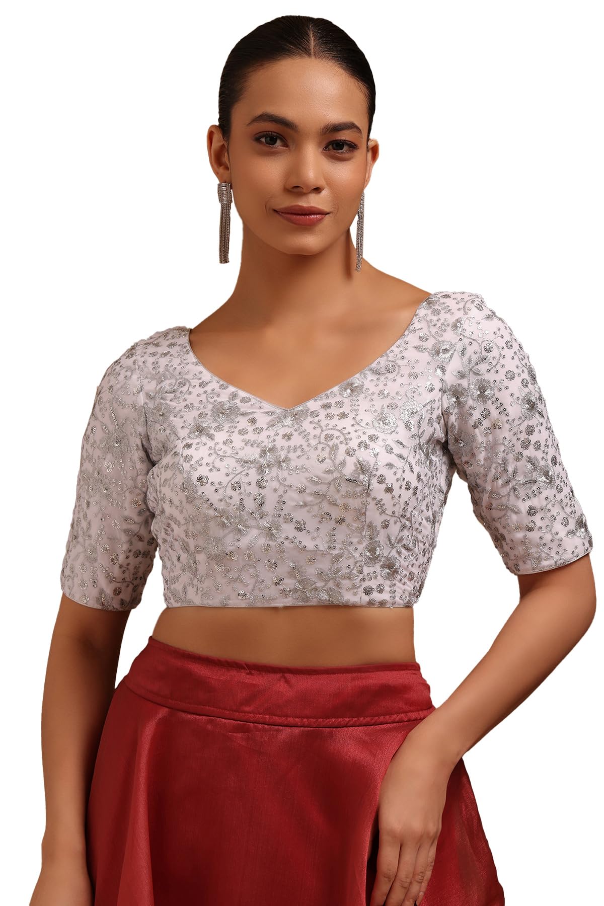 Soch Georgette gesteppte Damen-Bluse mit Zari-Stickerei