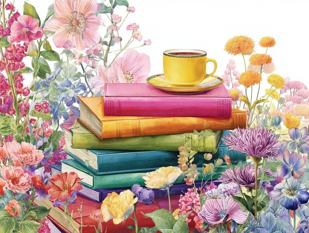 Malen Nach Zahlen Erwachsene DIY Komplettset - Hochwertige Acrylfarben & Leinwand - Entspannendes Kunsthandwerk für Anfänger & Fortgeschrittene - Ideales Home Deko - Buch Blumen Motiv (80x100cm) C-833