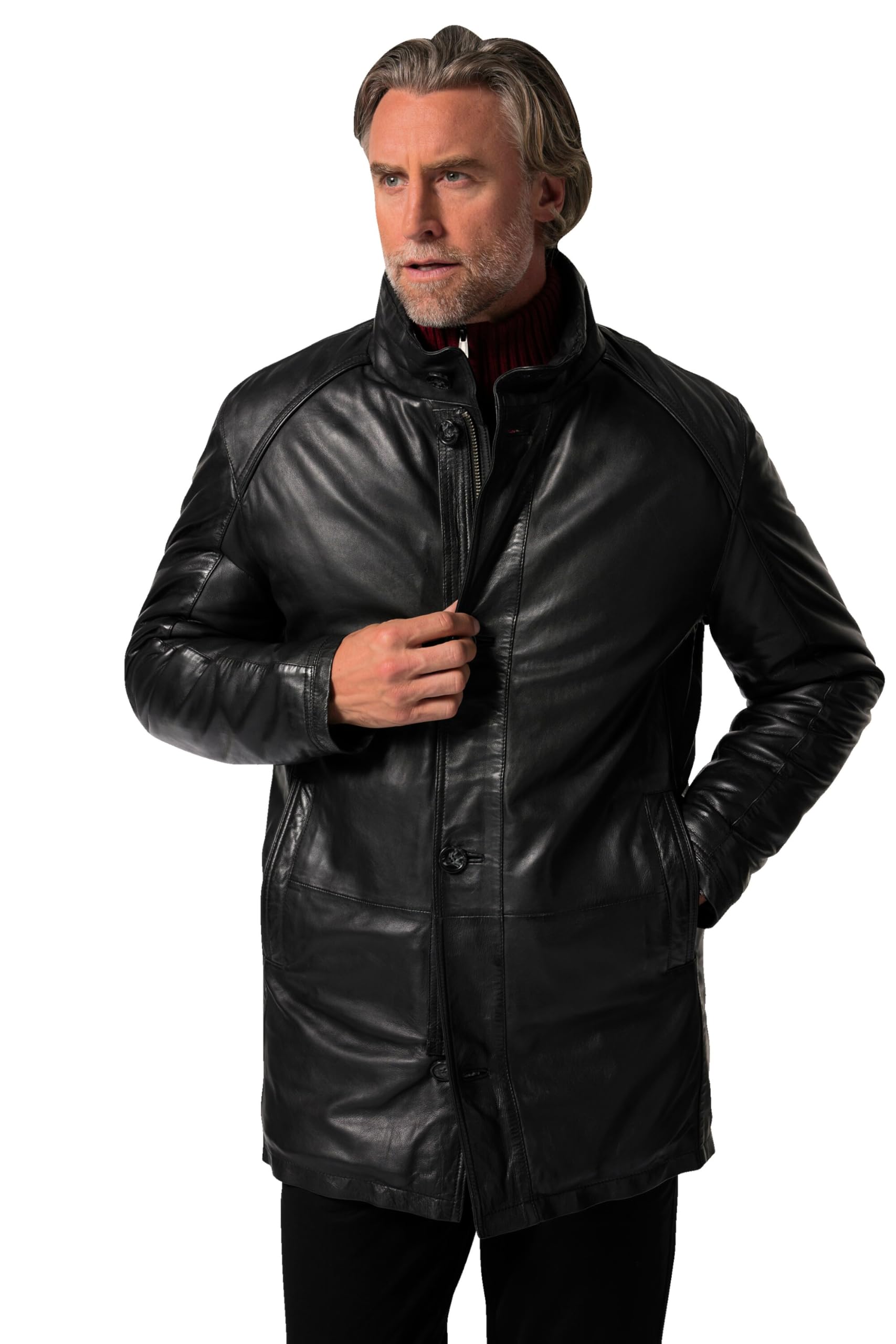 Boston Park Herren große Größen Übergrößen Menswear L-8XL Lederjacke, Leder, Stehkragen, Steppfutter 832068