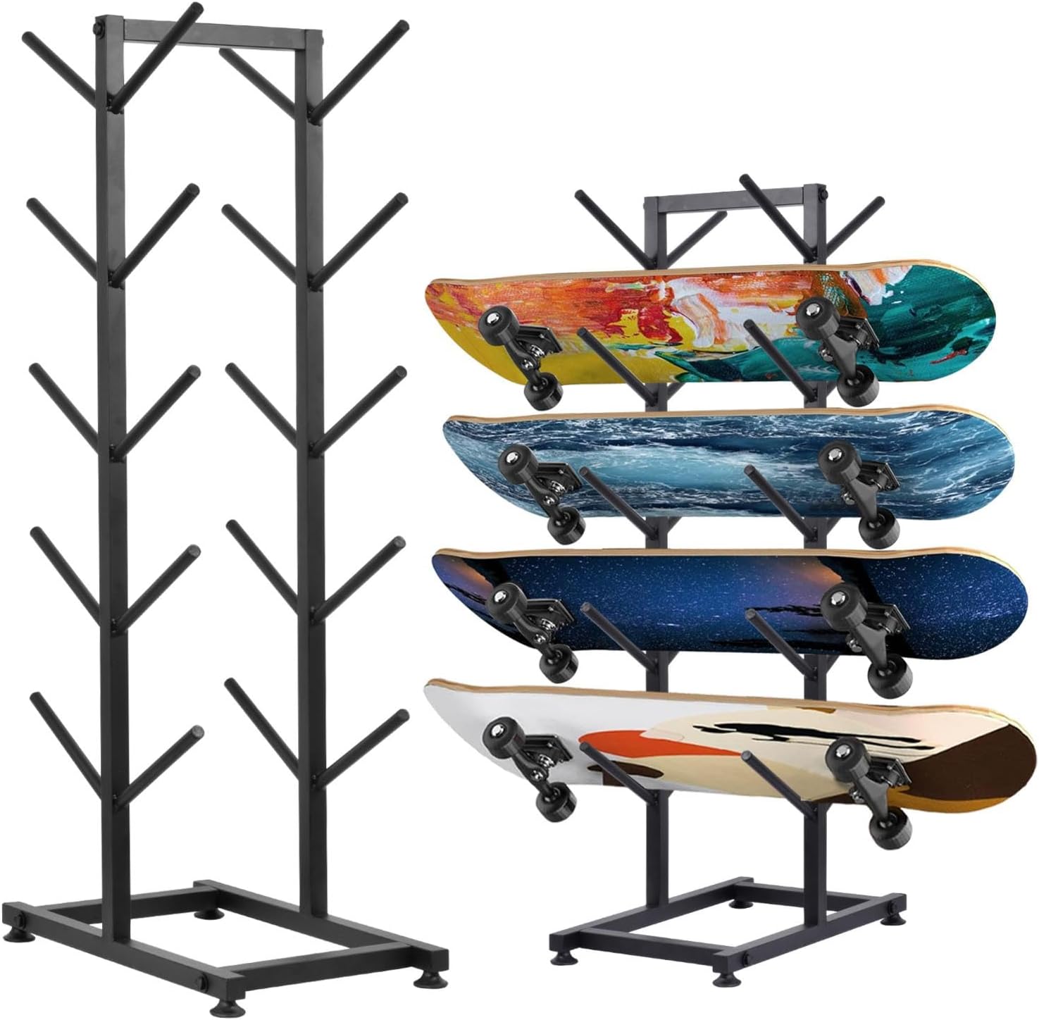 Skateboard Wall Mount,Skate Board Wall Display Hanger Rack,Snowboard Wall Mount Ski Holder,5 Floors Deck Wall Board Rack Storage,Skateboard Organizer,Snowboard Storage,Skateboards,Sporting Goods