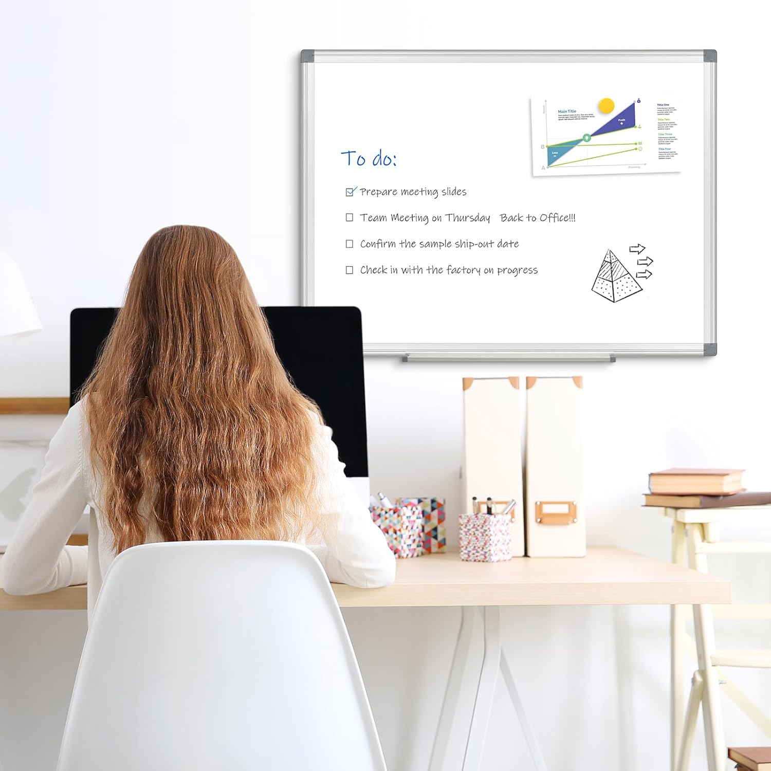 Double-Sided Magnetic White Board, 20"x30" Dry Erase Whiteboard for Wall with Aluminum Frame Presentation Board for School, Office and Home