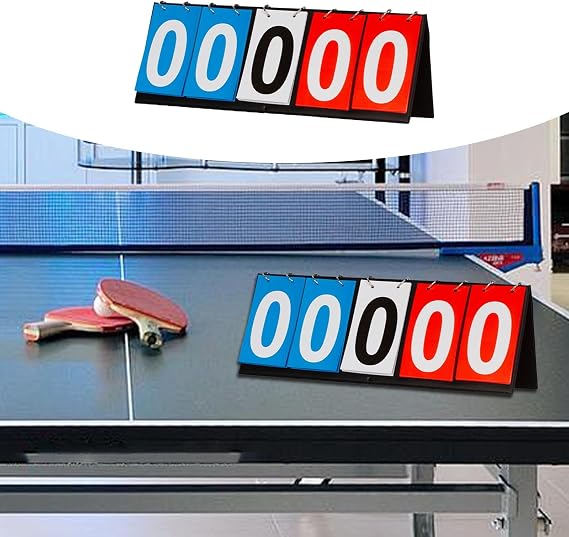 F Fityle Tabletop Flip Scoreboard 4/5/6 Digit Sports Scoreboard Multifunctional Easy to Read Score Keeper for Basketball Sports Events, 5 Digit