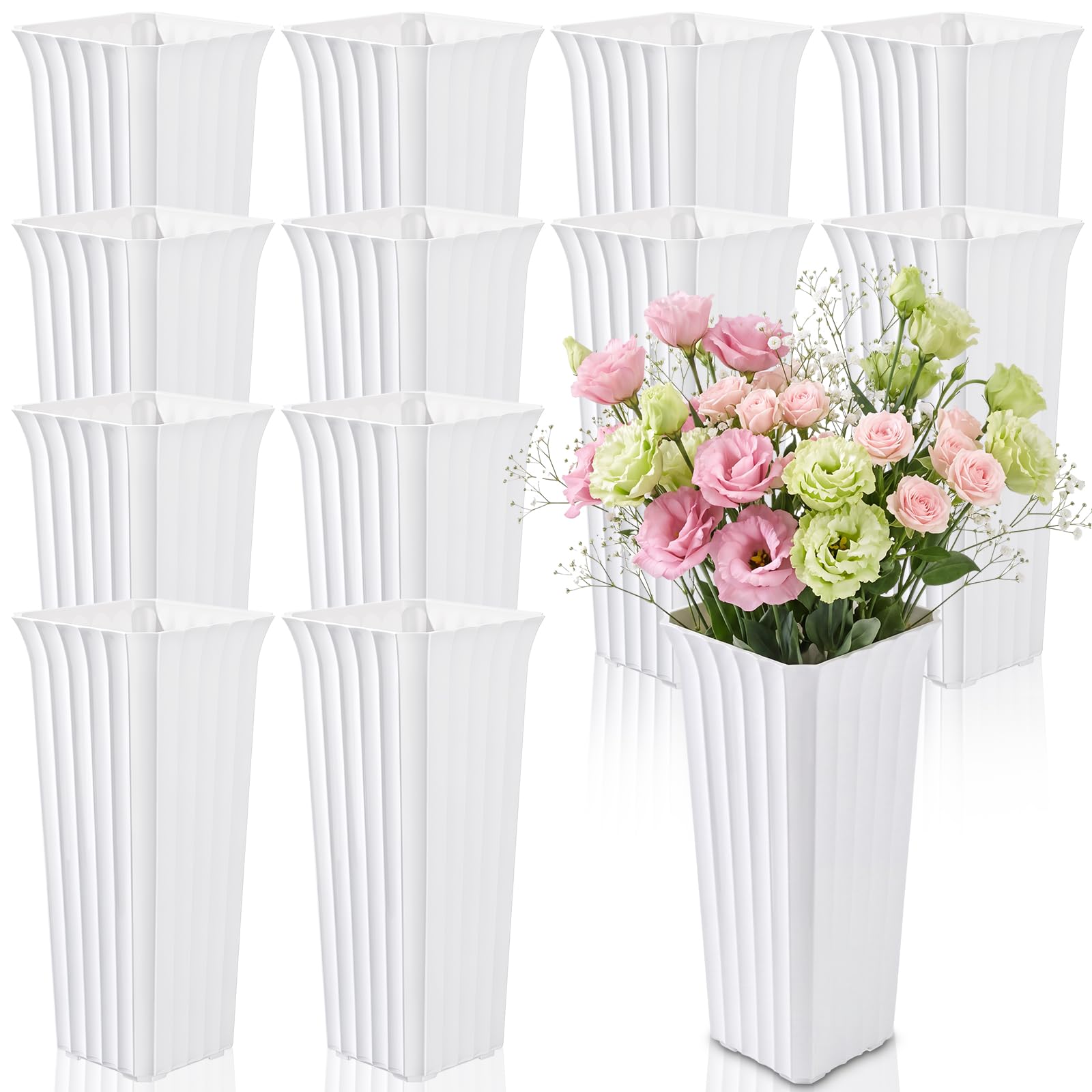 Photo 1 of Ninehaoou 12 Pcs White Plastic Flower Buckets