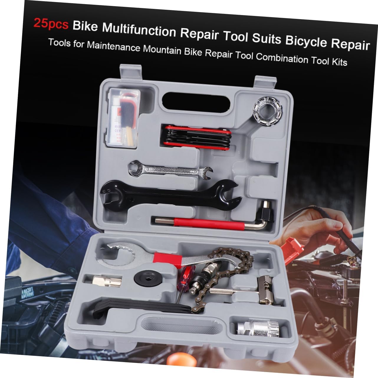 25pcs Bike Multifunction Repair Tool Kit Tools for Mountain and Road Maintenance Essential Repair