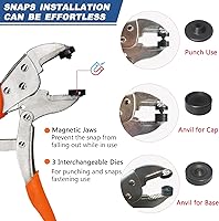 Vista 2 de Snap Fasteners Kit, Heavy Duty Fastener Tool and 60-Set 15mm Marine Snaps Stainless Steel for Boat Covers/Tarp/Canvas/Upholstery/Leather Metal Press