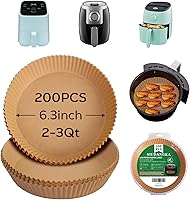 Vista 1 de Mini forros de freidora de aire para freidora de aire de 2 cuartos, 200 piezas de almohadillas de papel de pergamino para freidora de aire