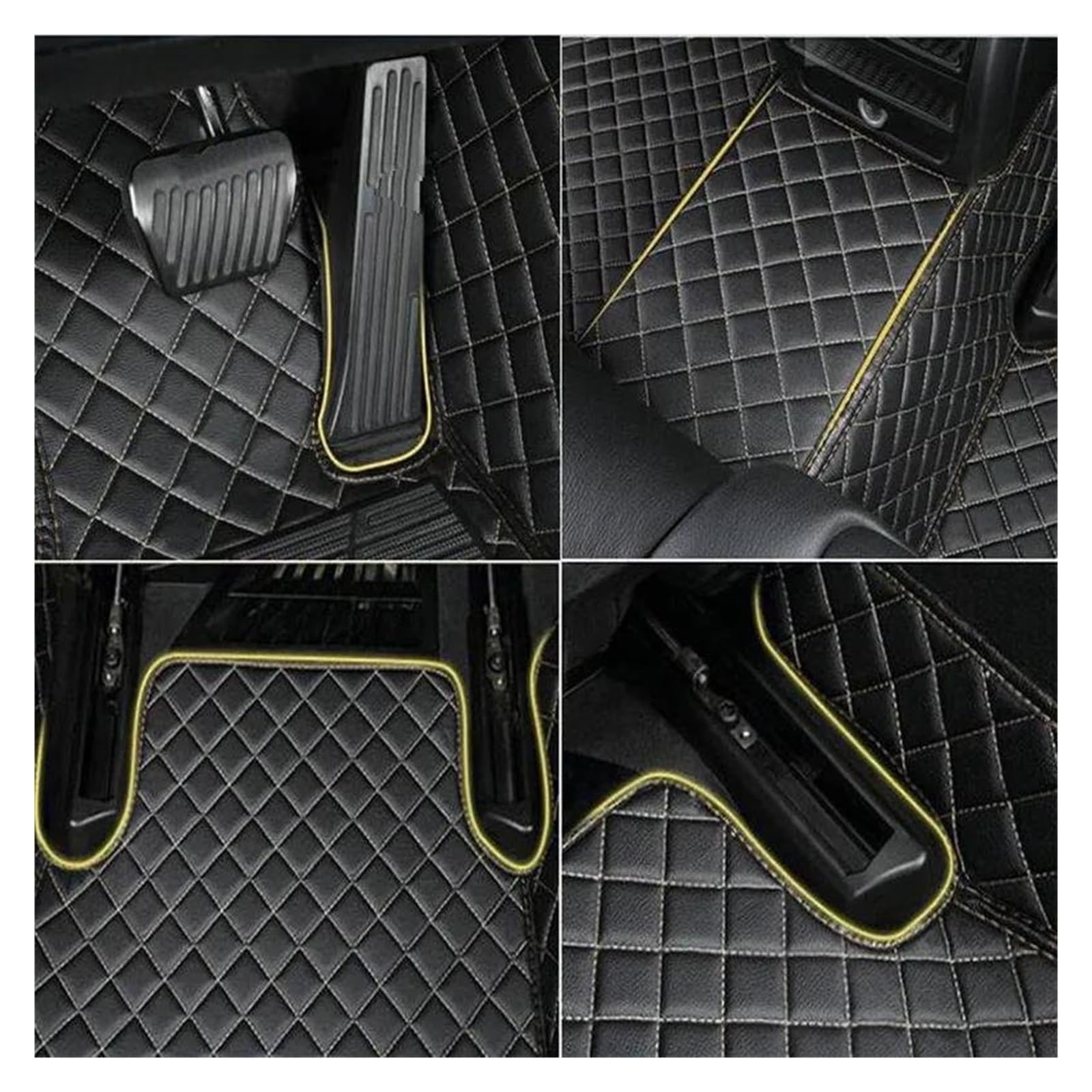 Tapis Sol Voiture Tapis Voiture Personnalisés pour Peugeot 5008 P74 7 Places 2025 2026 pour Hommes Femmes Accessoires D'intérieur(Black Gold)