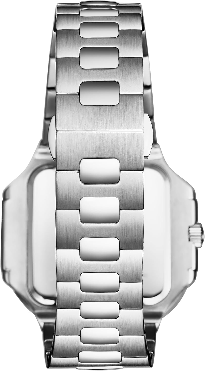 Stuhrling Original Modulus Men’s Watch – 43mm Square Stainless Steel Case, Integrated Bracelet, Sunray Dial, Luminous Hands, Quartz Movement