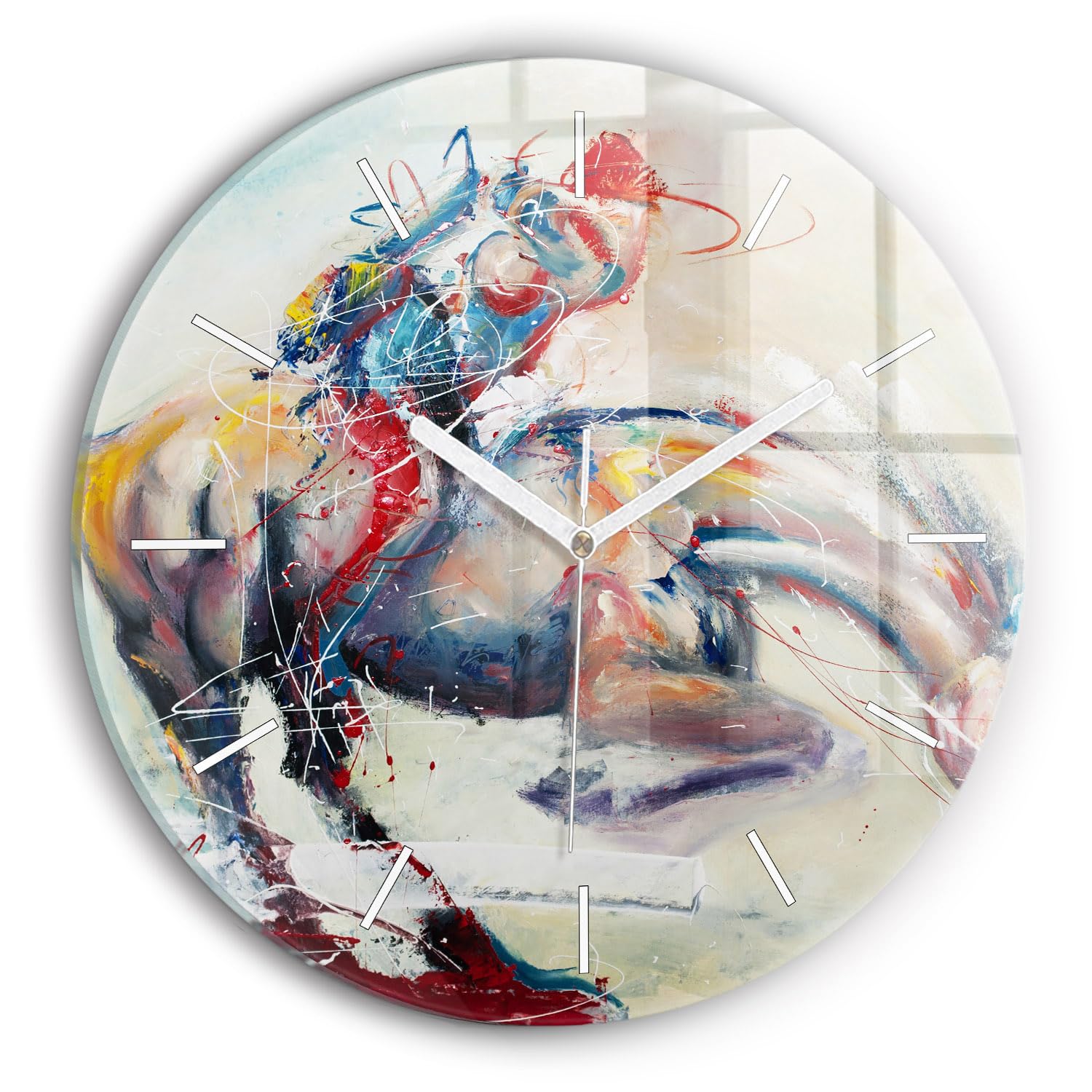 Horloge en Verre de Qualité Supérieure Wallfluent Horlogerie Moderne Chevaux