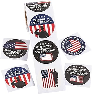 Support Our Veterans Stickers, Roll of 100 - Fundrasier and Handout Supplies