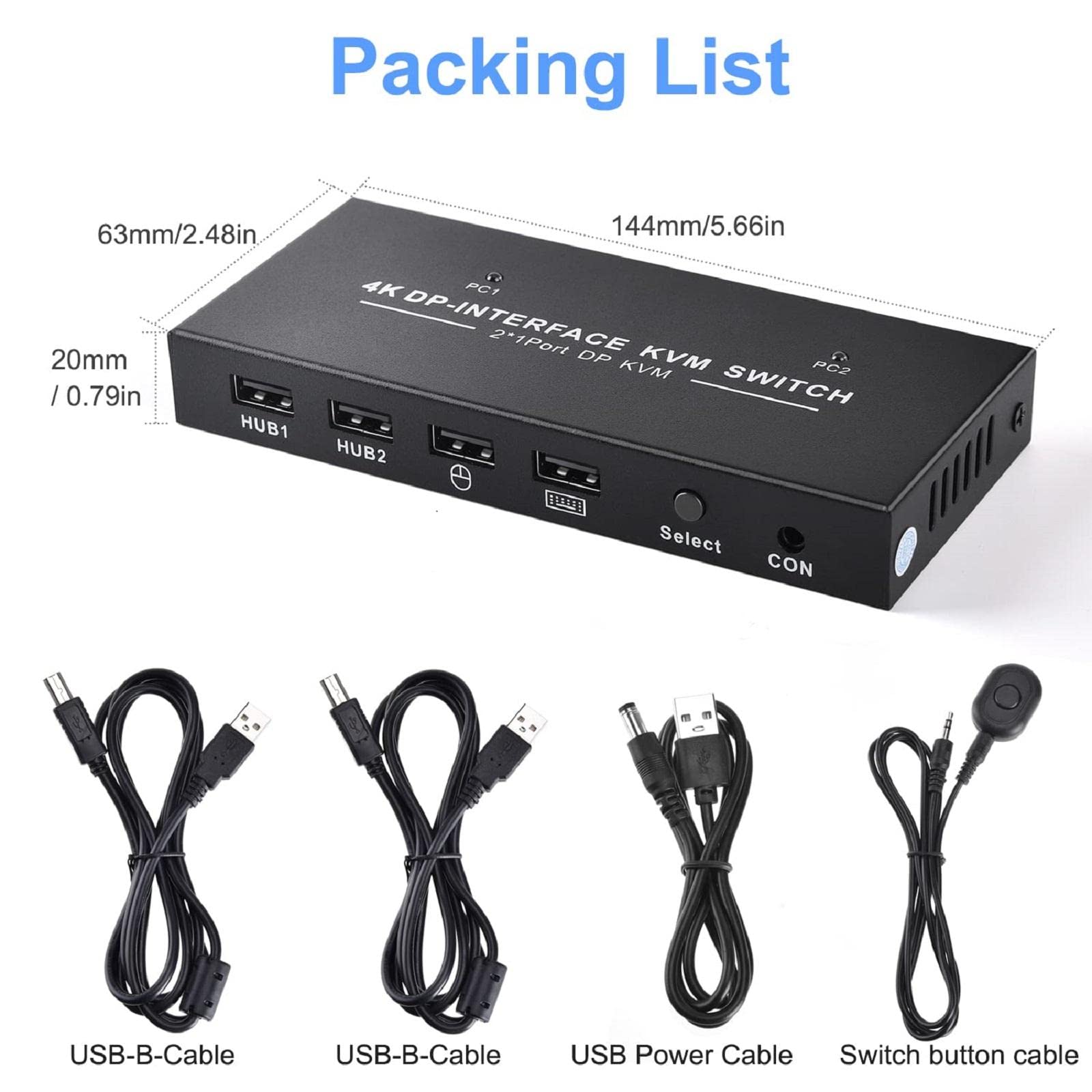 TECKEEN Commutateur KVM 2 en 1 sortie 4K HDMI Displayport 2 x 1, commutateur double moniteur HDMI pour PC, souris, clavier, imprimante