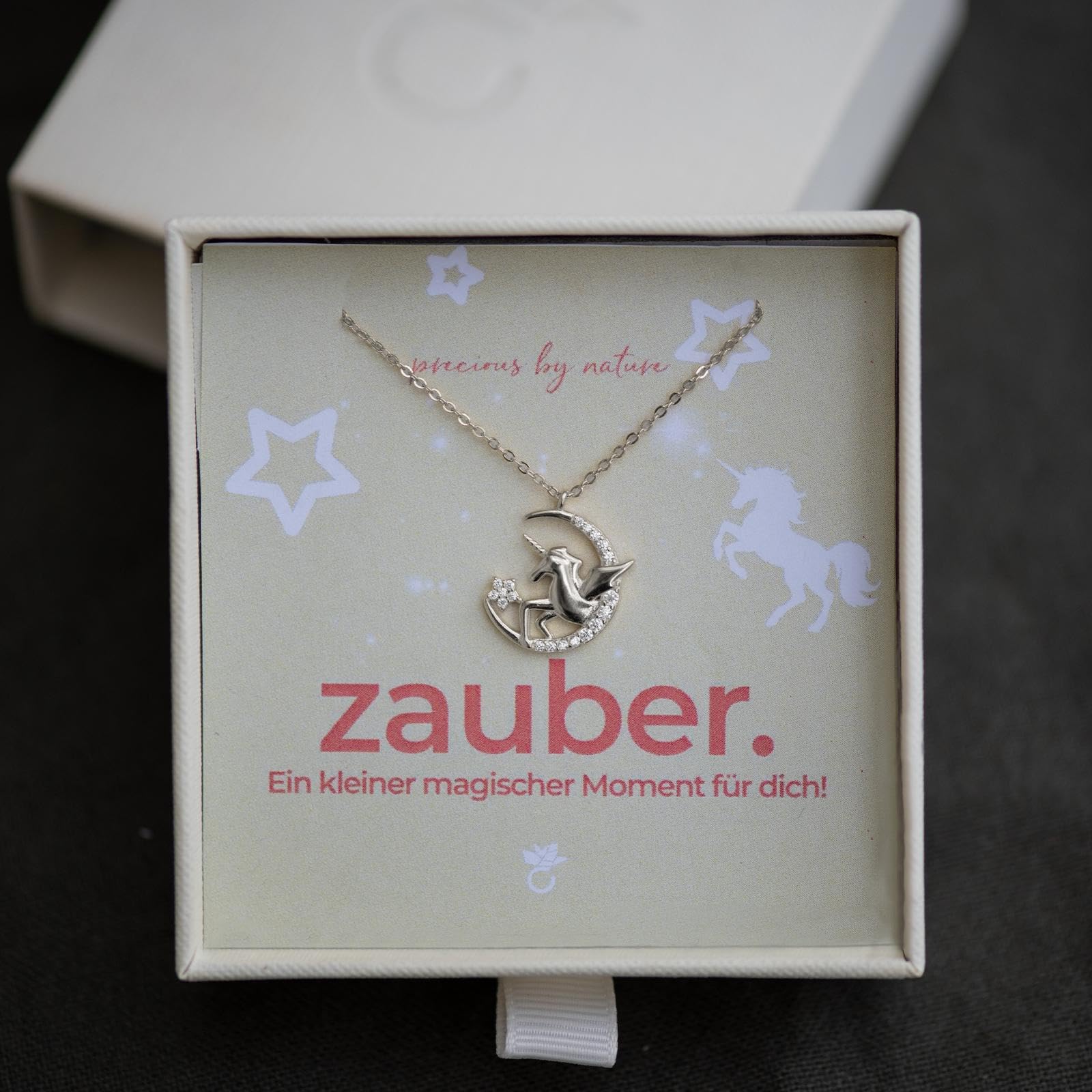 Einhorn Kette Mädchen Silber 925 / Gold vergoldet - Kinder Schmuck Geschenk zum Geburtstag Einschulung Weihnachten - Geschenke für Tochter Enkelin Nichte 4 5 6 7 8 9 Jahre - Halskette Einhorn-Anhänger