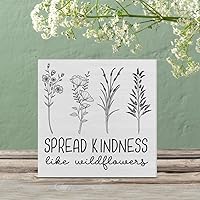 Vista 5 de Cartel de madera Spread Kindness Like Wildflowers, caja de madera con flores de granja, letrero de bloques de escritorio, letreros rústicos