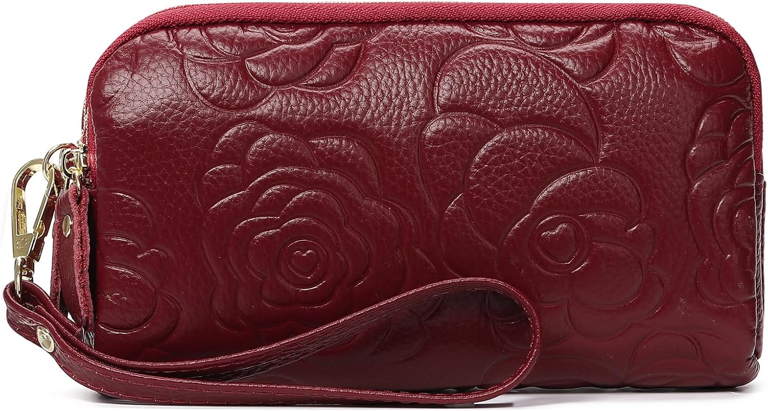 GOIACII Wristlet Wallets for Women 3 Zippers Handbag Clutch Purse