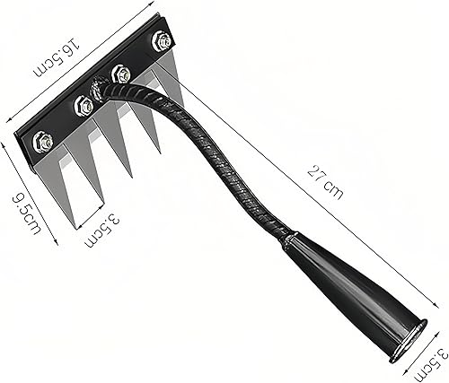 Miniatura 8 de Iron rake 2.0 Herramienta de deshierbe manual de jardinería portátil, acero de alto carbono, diseño de hoja desmontable de doble filo para