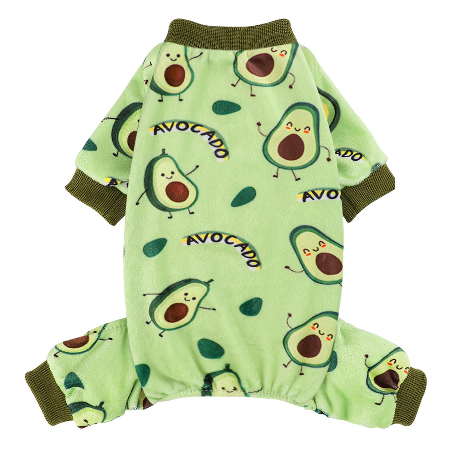 KosiyiDog Pajamas Small Sized Dog Girl Boy Puppy Clothes, Stretch Fleece Winter Spring Outfit, Lightweight Velvet Pet Jumpsuit, Pjs, Onesies Doggy Apparel, Avocado, XS