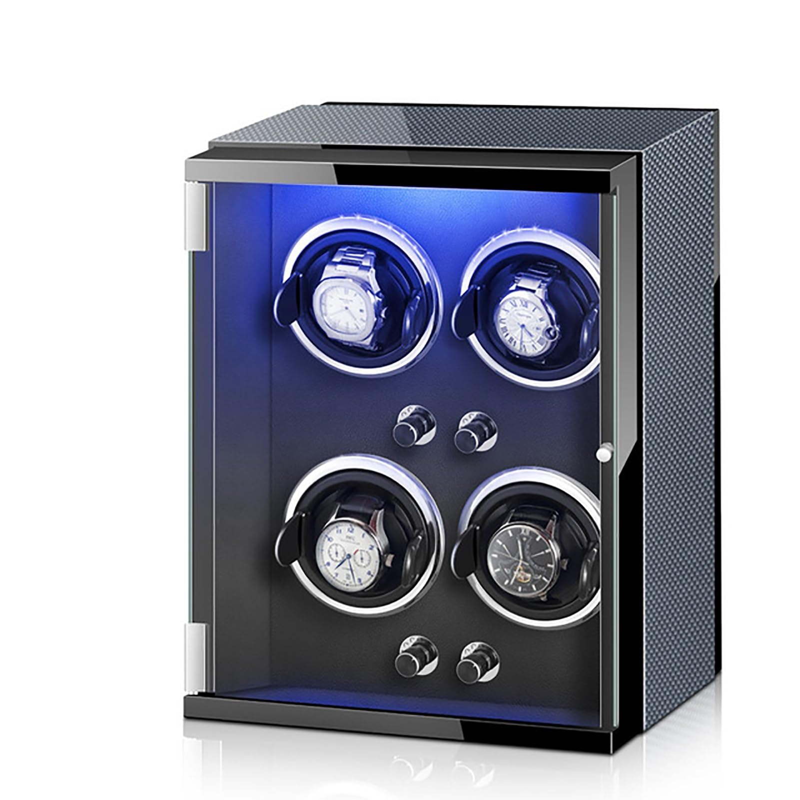 MYUYEE Automatic Watch Winder For 4 Watches 4 Tpd Modes Self-Winding Mechanical Watch Rocker Storage Display Case With Led Light Quiet Motor For Men And Women Watches (C)