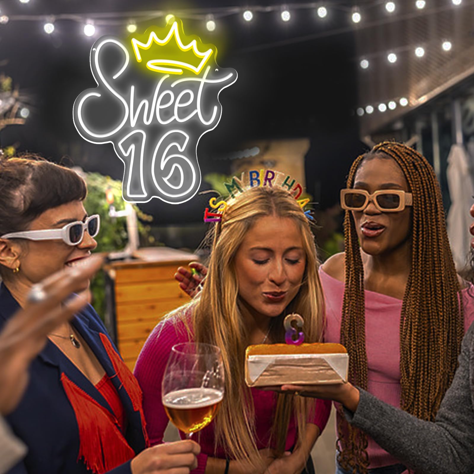 Sweet Sixteen neonowe znaki LED, słodkie, 16 neonowych świateł, do dekoracji ścian, podświetlany znak na 16. urodziny, przyjęcie, słodki, 16 diod LED, do sypialni, dekoracja, prezent, 5 V, biały