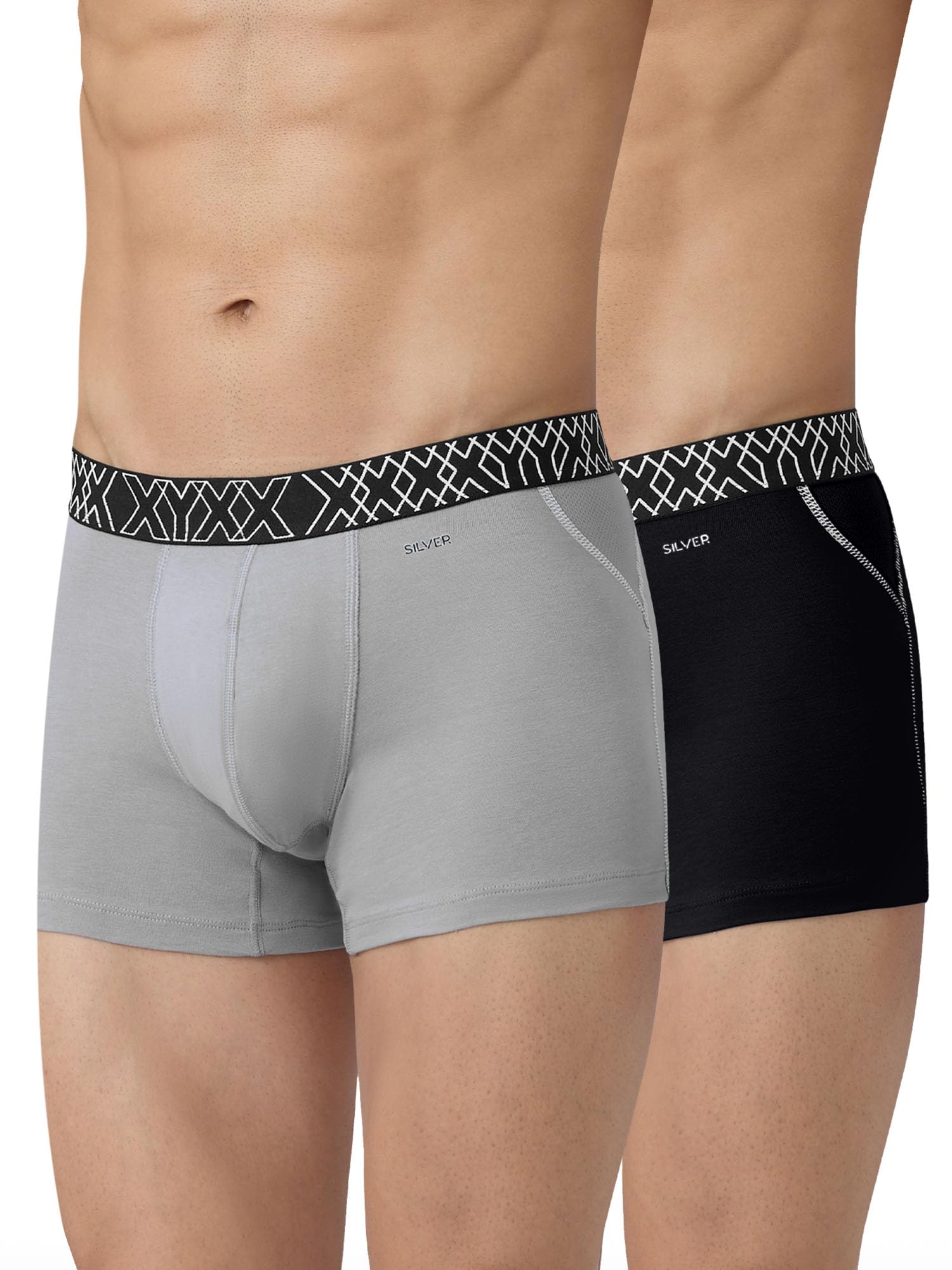 XYXXMen's Sprint 100% Super Combed Cotton Regular Fit Solid Antibacterial Trunks with No Marks Waistband (Pack of 2)