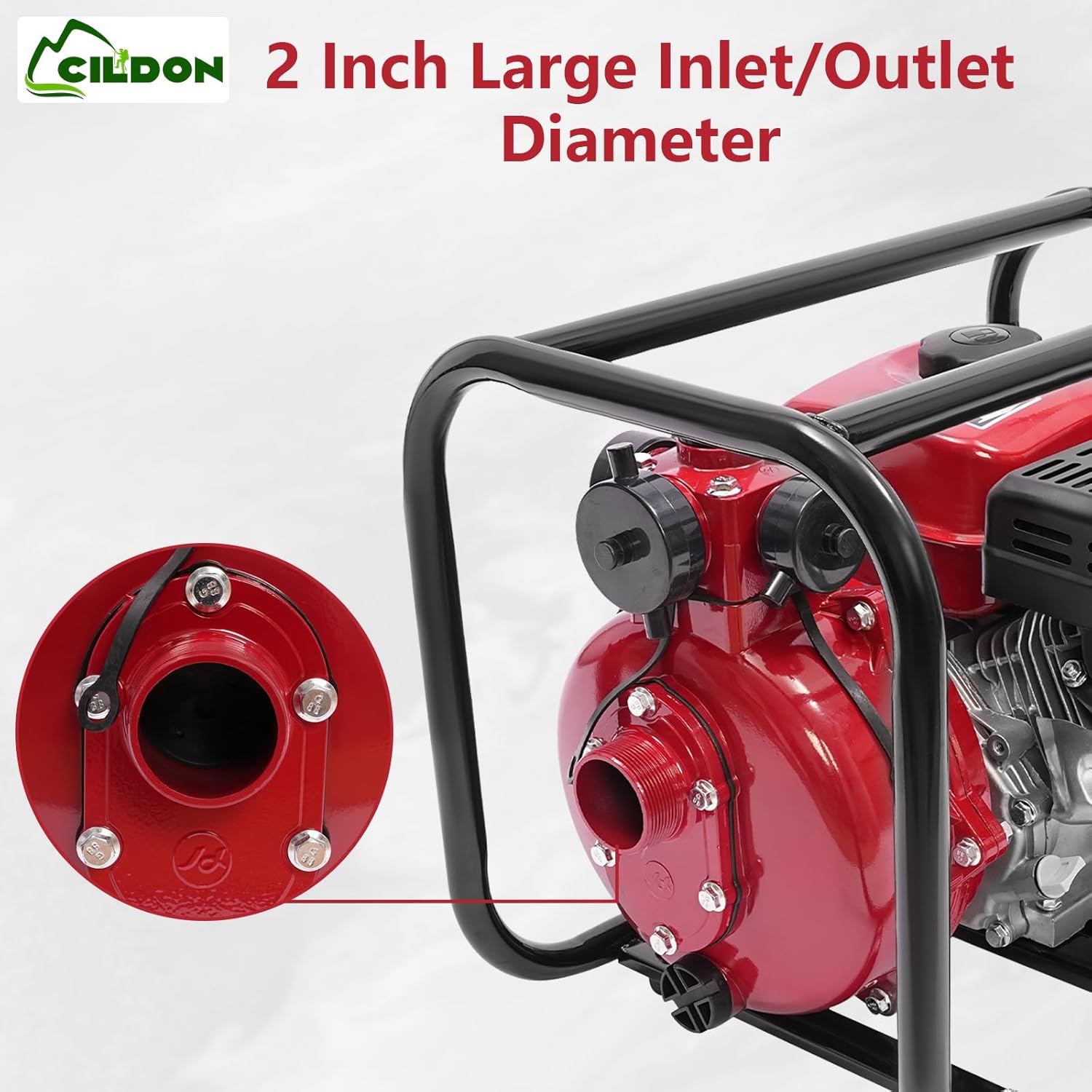 2 Inch Gas Powered Water Pump, 4-Stroke 7.5Hp Gasoline Engine Water Pump, 212CC Agricultural Water Irrigation Pump, Large High Pressure Water Pumpor, for Farmland Garden Irrigation