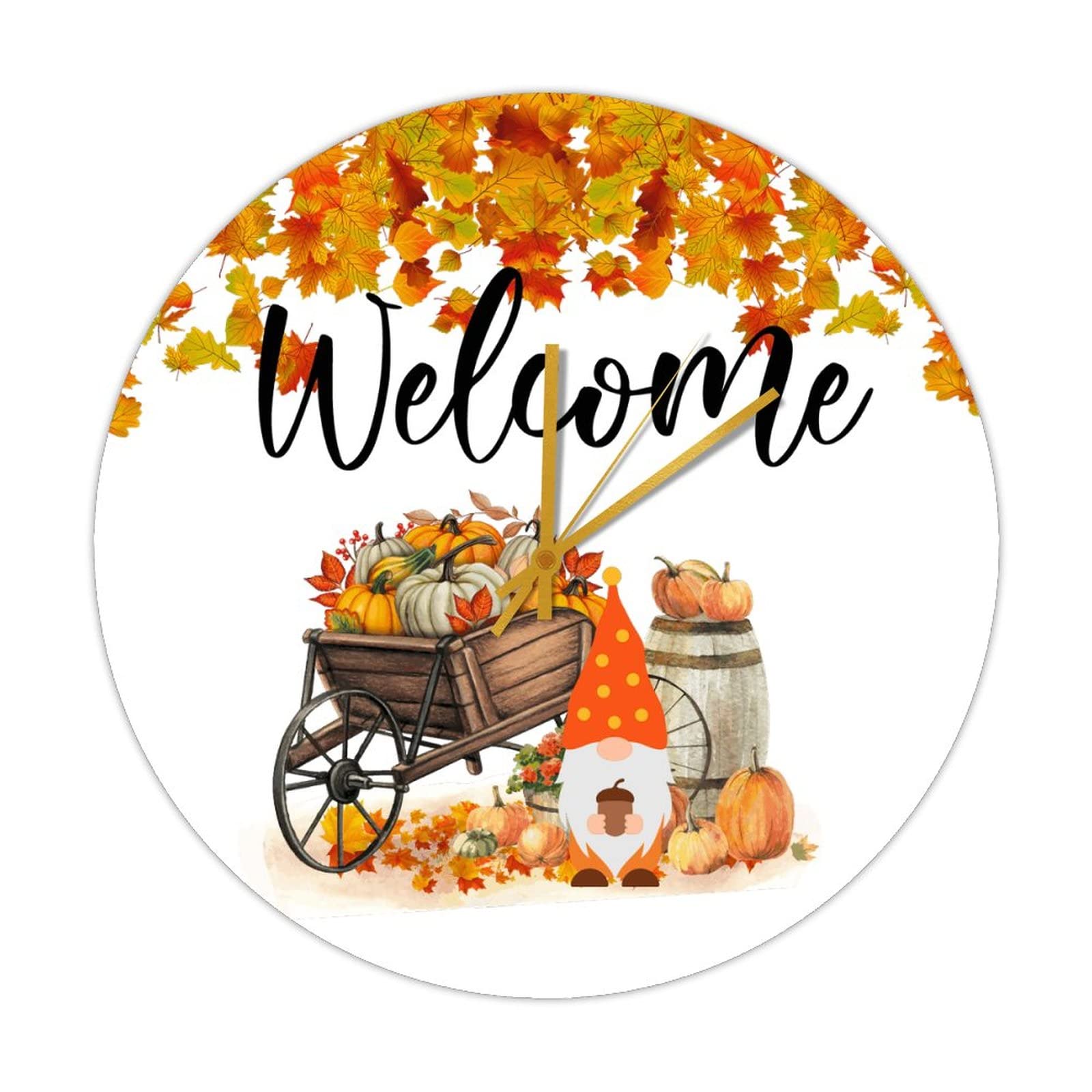 Horloge de bienvenue Hello Fall en bois, cadeau deco automne idéal