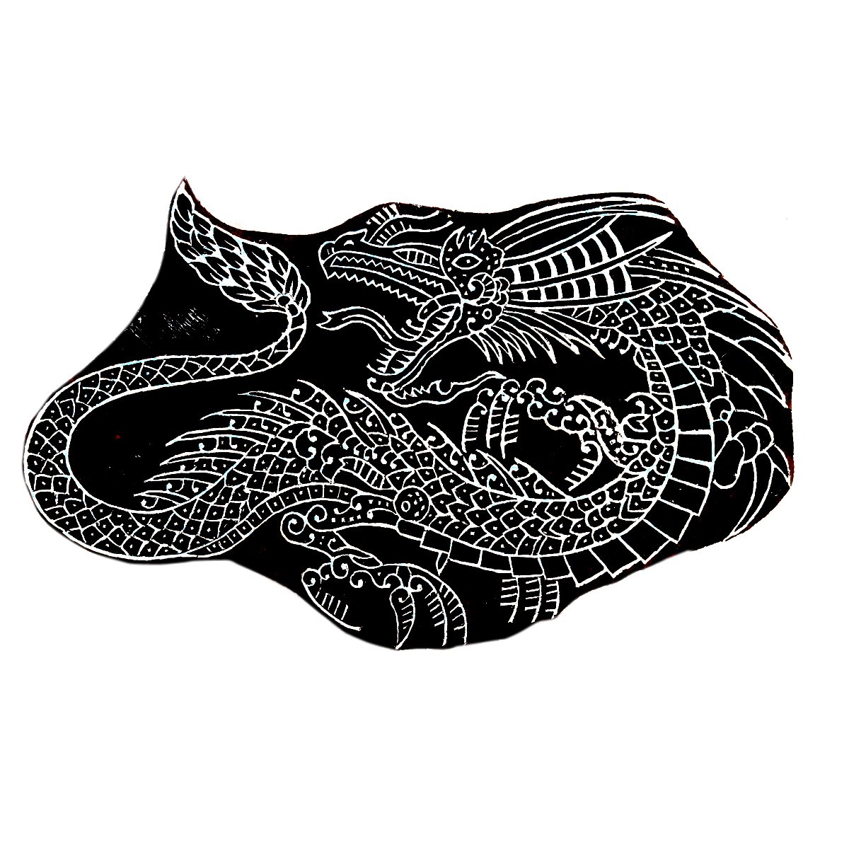 Fine Dragon Pattern Mughal Design Wooden Printing Stamp Block Hand-Carved for Saree Border Making Pottery Crafts Textile Printing by Fancy Hnadicraft