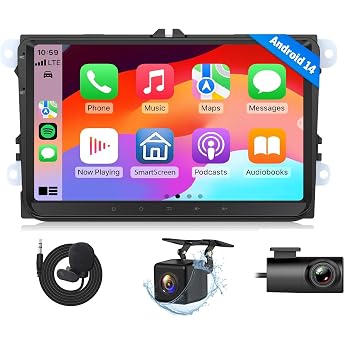 Eonon 9 Inch for Volkswagen Seat Skoda Golf VI/V Polo Touran T5 Android 14 3+32GB Car Radio GPS CarPlay Android Car MirrorLink Bluetooth USB Support Video Output Reversing Camera + Dash Cam