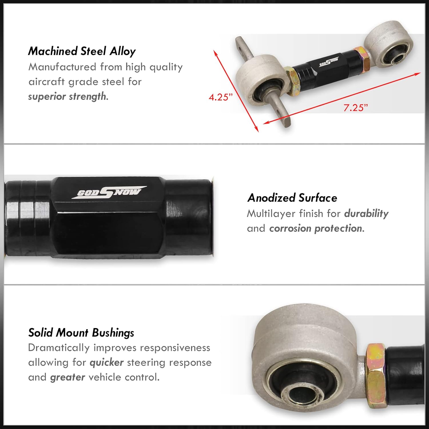 AJP Distributors Rear Adjustable Camber Kit Control Arms Suspension Alignment Black Compatible/Replacement For Civic Del Sol CRX Integra EF EG EK DC 1992 1993 1994 1995 1996 1997 1998 1999 2000 2001